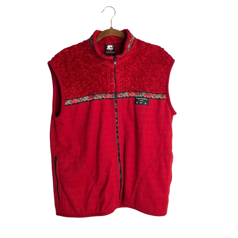 Vintage 90s Gorpcore Floral Fleece Vest Malden Mills Alaska Winter Wear Hiking